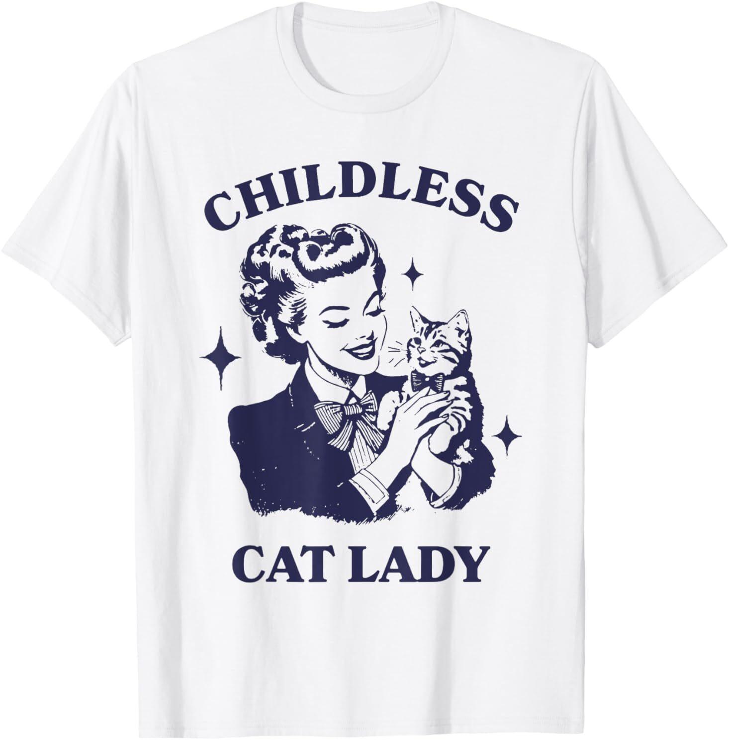 Childless Cat Lady Kamala 2024 Harris Feminist Womens Rights T-Shirt Mens Womens Tees Top 2XL