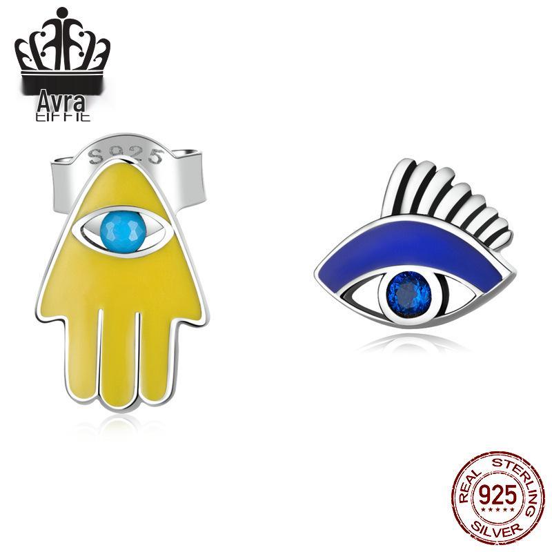 

Серьги-капли Able из стерлингового серебра с подвесками «Глаз Фатимы» и «Рука Хамса» и цирконами Sterling Silver 925