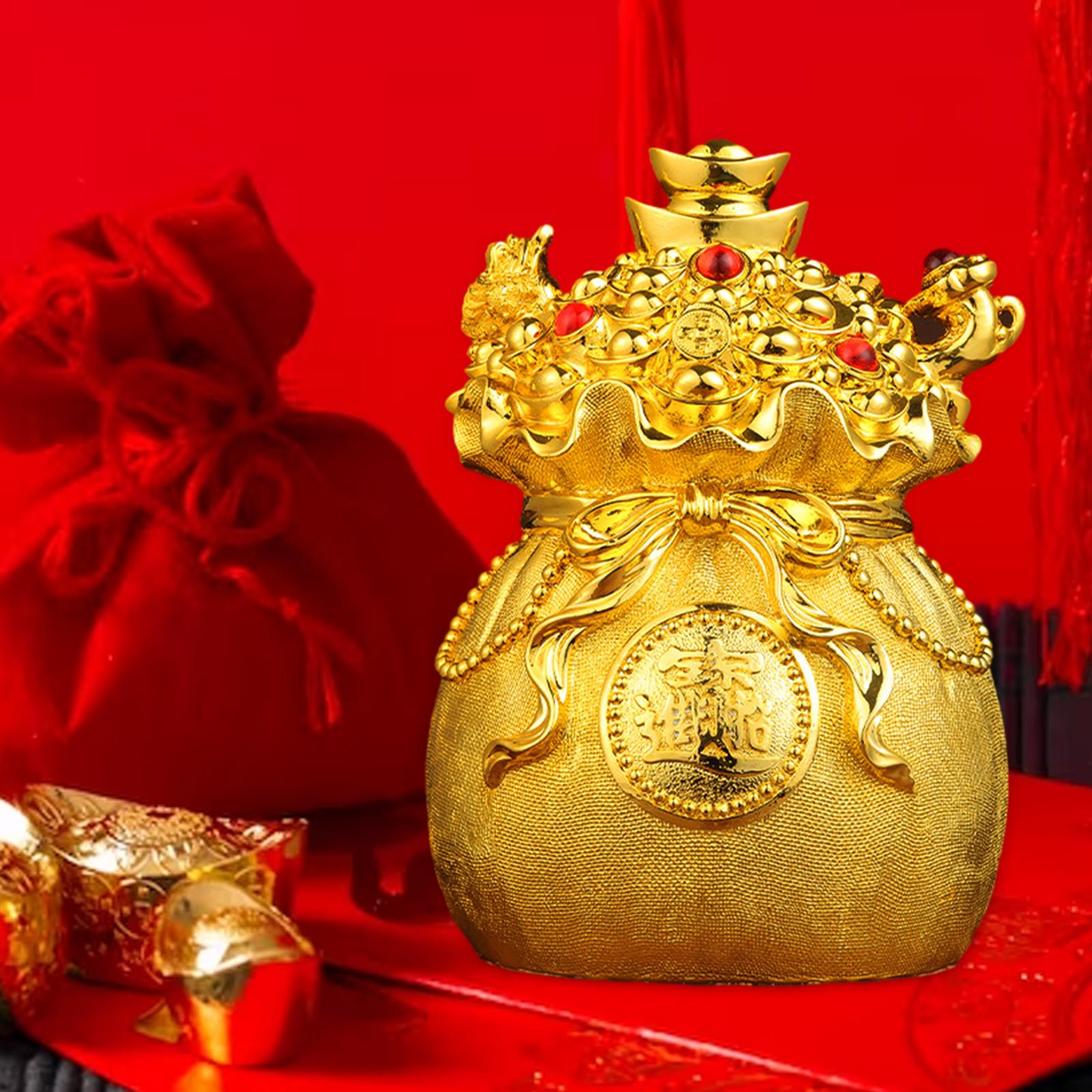 Копилка, Шкатулка для денег, Подарочная фигурка, Поделка, Фигурка из смолы, Копилка, золотой