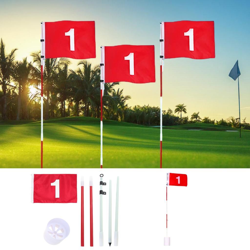 Golf Hole Cup Nylon Golf Flags Set Portable Flagstick Putting Green Flag Double-Sided Numbered Golf Flags and Hole Cup