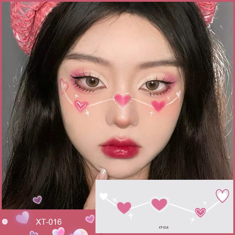 Cute Heart Face Stickers for Valentine's & New Year - Temporary Tattoos for Kids' Makeup & Stage Performances