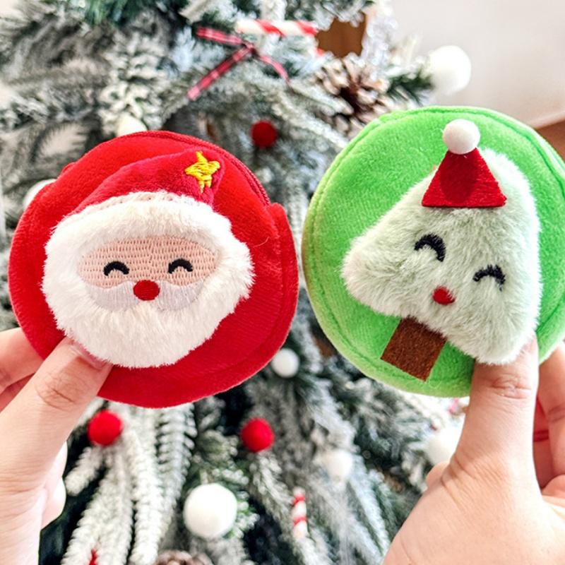 Cute Christmas Plush Coin Purse Kawaii Santa Claus Snowman Doll Coin Pouch Keychain Backpack Pendant Decoration Children Gift