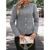 Women's Casual Black Jacket - Relaxed Fit Round Neck Solid Color Outerwear, Machine Washable & Dry Cleanable,