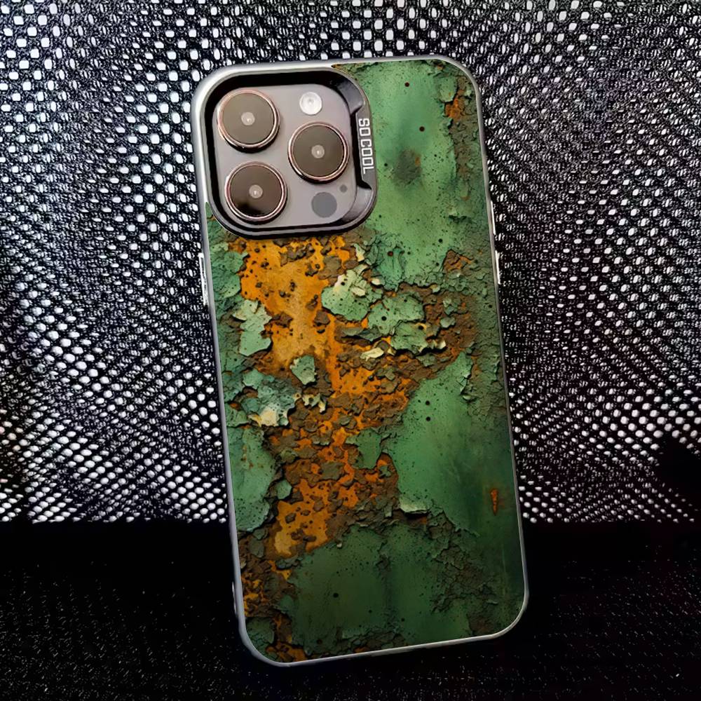 

Retro Industrial Style Rusty Phone Case For iPhone 16,15,14,13,12,11,8,7,Pro,Max,Plus,Mini,XS,SE Anti Fall Black Matte Hard iphone14plus