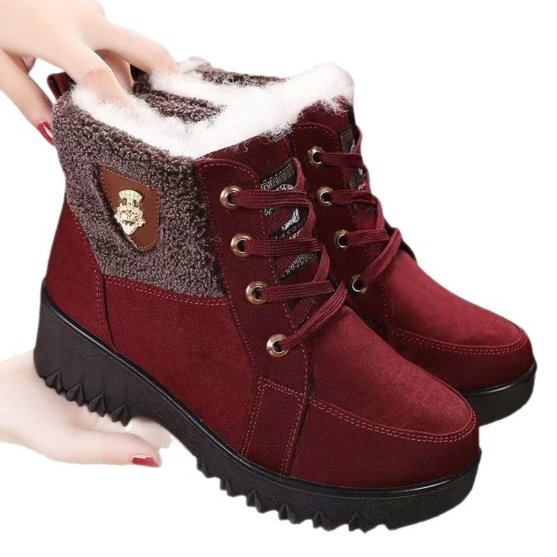 Botki typu Martin damskie zimowe aksamitne ocieplane damskie buty bawełniane antypoślizgowe ciepłe śniegowce dla kobiet w średnim i starszym wieku w dużych rozmiarach buty dla mamy