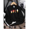 Kids Crewneck Long Sleeve Sweatshirt,Cute Cartoon Ice Cream Characters Print