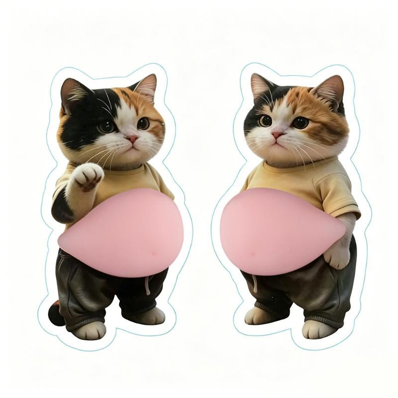 1Pair Cute 3D Animal Butt Stickers Cartoon Cat Anti Collision Sticker Soft Silicone Decal For Car Door Fridge Home Decoration