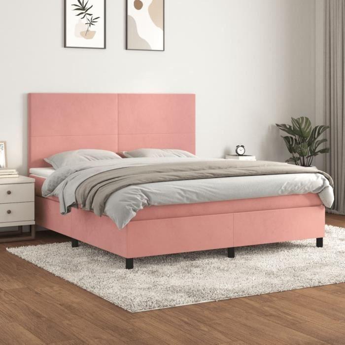 3142916 vidaXL Divan Bed with Mattress Pink 160x200 Cm Velvet