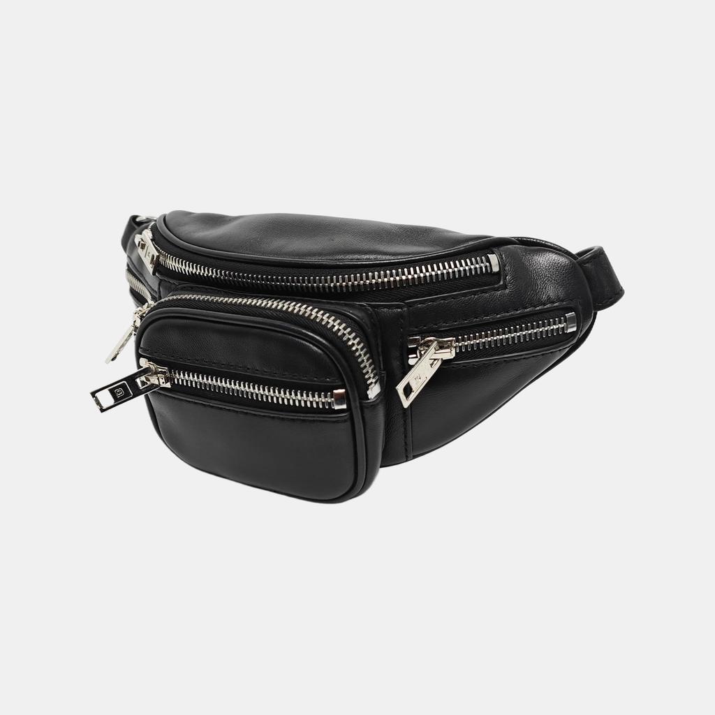 [Gebraucht] Schwarze Lammleder Mini-Hüfttasche - Ausgezeichnet #NIY6OZ