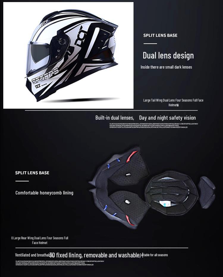 In-Stock Full-Face Double Lens Motorcycle Helmet - Retro Design for Men & Women, Ideal for Street Bikes & Scooters