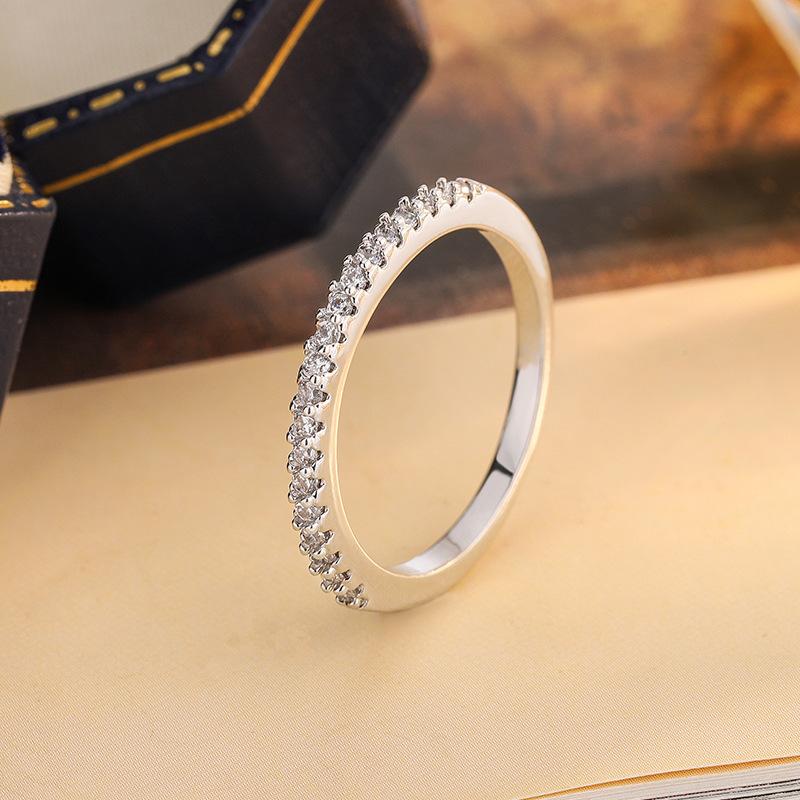 2026 Stylish and Simple Full Diamond Row Ring Rose Gold Split Single Row Ring Broken Diamond Row Diamond Ring Versatile Jewelry No. 7