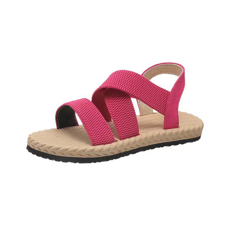 2024 Summer Women's Lightweight Soft-Soled Roman Sandals: Flat, Round-Toed, Breathable Beach Footwear