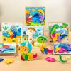 New Wooden 3D Puzzle Cartoon Dinosaur Cognitive Jigsaw Puzzle Early Learning Educational Toys Montessori Toy for Children Gifts