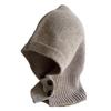 Custom Pure Wool Unisex Winter Balaclava Hat with Scarf One-piece Hooded Design Warm Ear Protection Windproof  Hat Factory