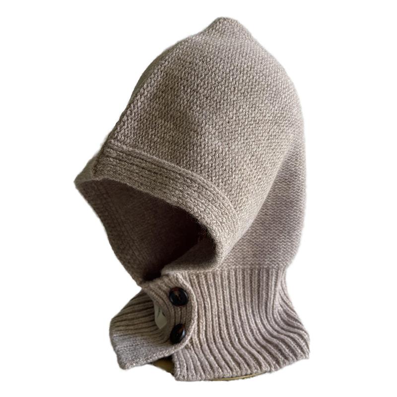 Custom Pure Wool Unisex Winter Balaclava Hat with Scarf One-piece Hooded Design Warm Ear Protection Windproof  Hat Factory