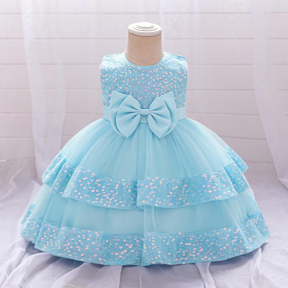 Girls Dress Wedding Newborn Baby Dress Christening Baptism Dresses with Cute Bow Toddlers Girl Birthday Party Ball Gown L2220