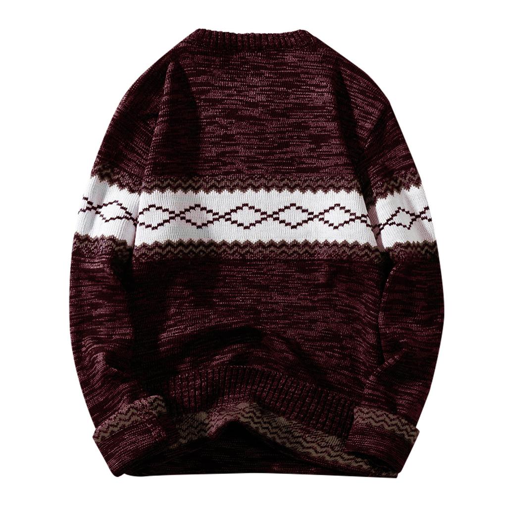 Men's Casual Crew Neck Sweater Knitted Pullover Long Sleeve Patterned Design Comfortable Fit Soft Fabric