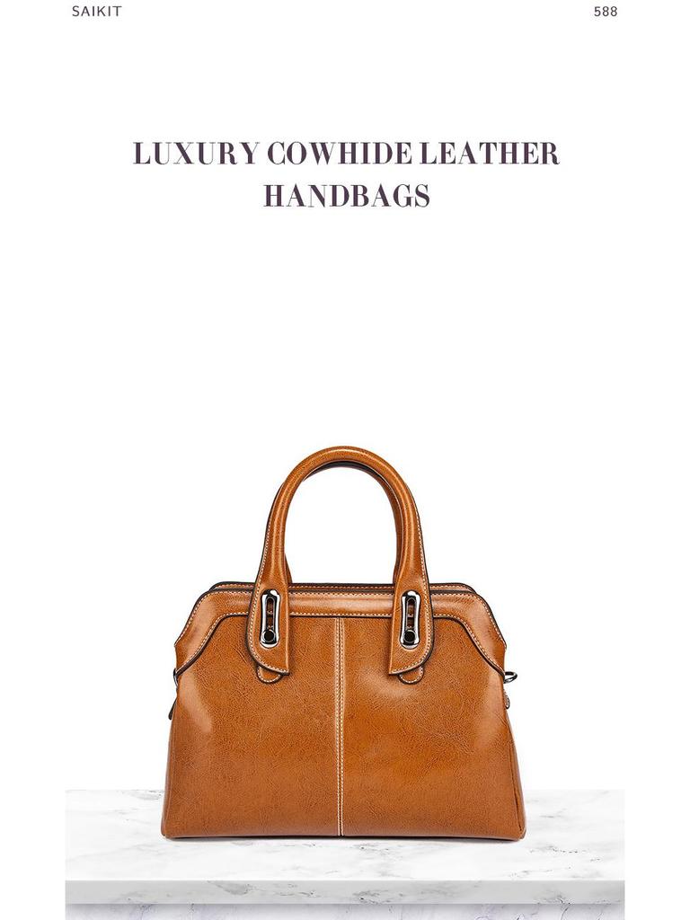 2024 Women's Genuine Leather Shoulder & Crossbody Handbag - Korean Style, Versatile Cowhide