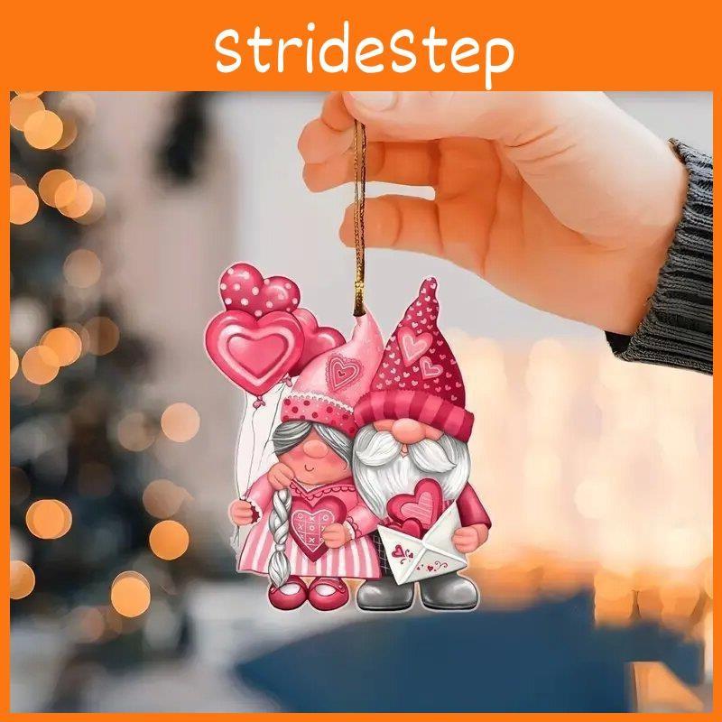 Christmas Santa Pink Claus Acrylic Flat Surface Car Pendant For Interior Vehicle