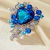 Exaggerated Luxury Full Crystal Heart Brooch Pin For Women Men Fashion Exquisite Rhinestone Badges Jewelry Accessories Gifts