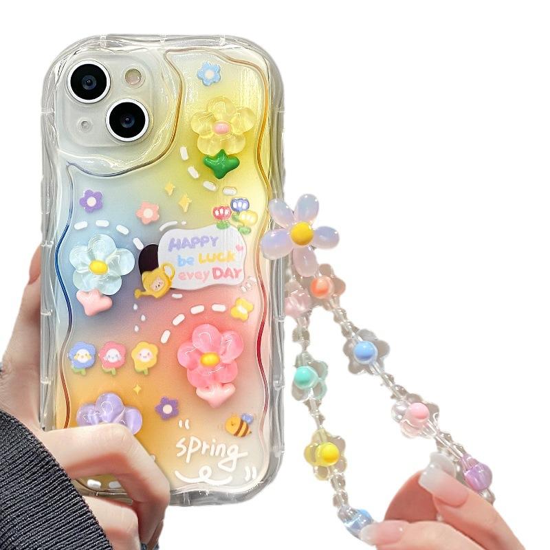 Applicable To Apple 14promax Mobile Phone Case IPhone 13/15 Three-dimensional Flower Chain 12mini Transparent Silicone
