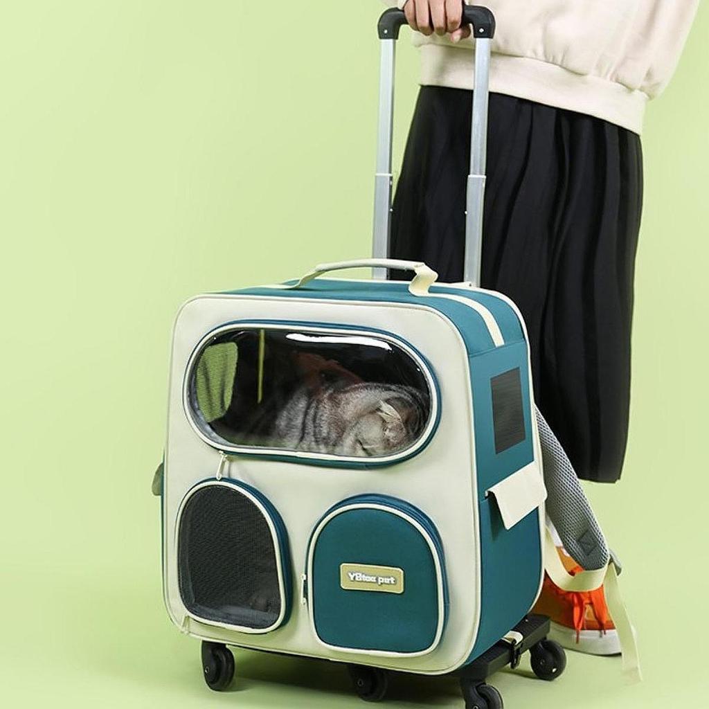 Cat Carrier Backpack with Wheels Portable Pet Trolley Cases Suitcases Large Capacity Dog Cat Outdoor Bag Pet Stroller Cat Travel