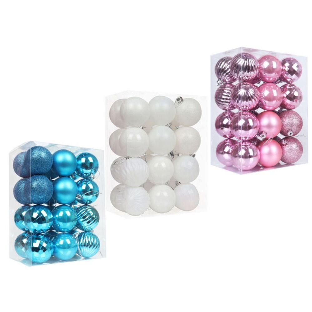 24ks Třpytivé přívěsky Vánoční koule 6cm Vánoční ozdoby na stromeček Party dárky