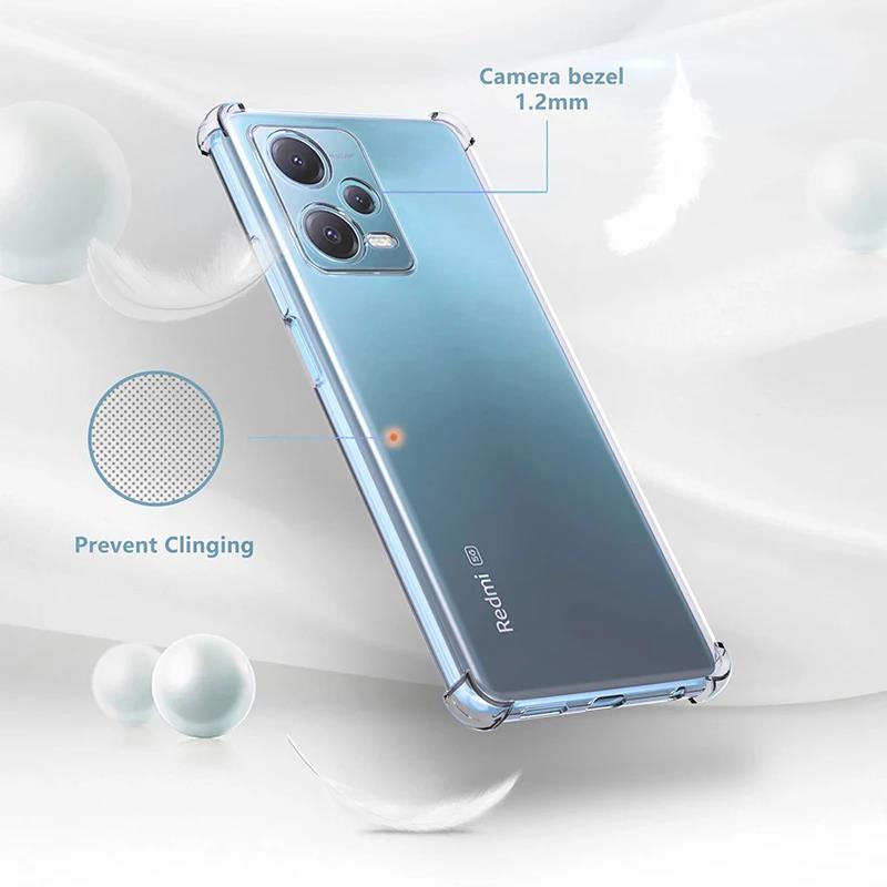 Stoßfeste, klare Silikonhülle für Xiaomi Redmi Note 13 12 12S 12T 11 11E 11T 10 Pro Plus Turbo Speed Cover Redmi 13C 12C