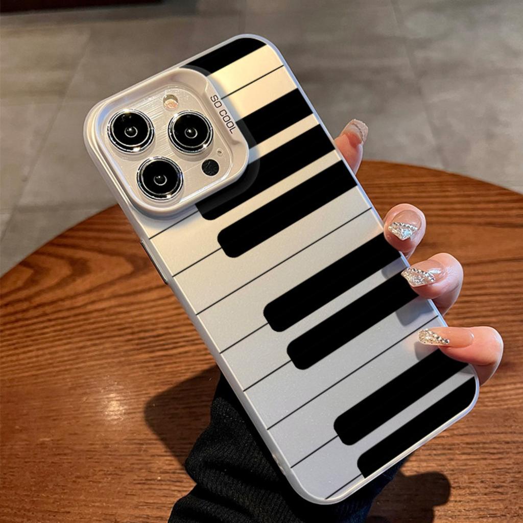 Black White Trendy Pattern Phone Case, Zebra Cow Checker Piano Print Shockproof Protective Cover for iPhone