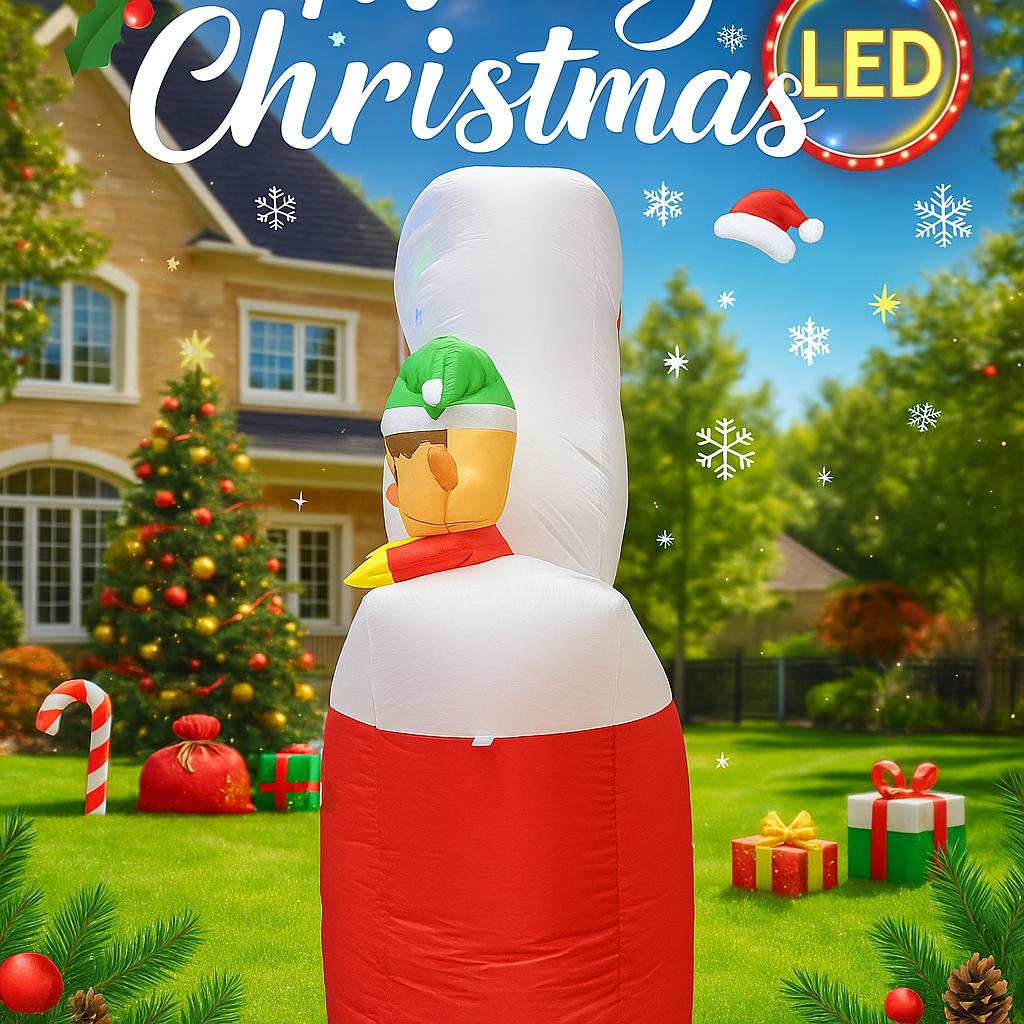 7FT Giant Holiday Lighting With LED Lights Christmas Inflatable Santa House Elf Xmas Yard Lawn Supplies Home Party Ornaments