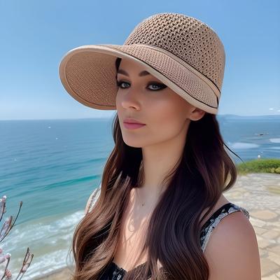Chapeau à visière à large bord, chapeau de soleil creux en Crochet, Protection UV, respirant, chapeaux de plage de voyage pour femmes