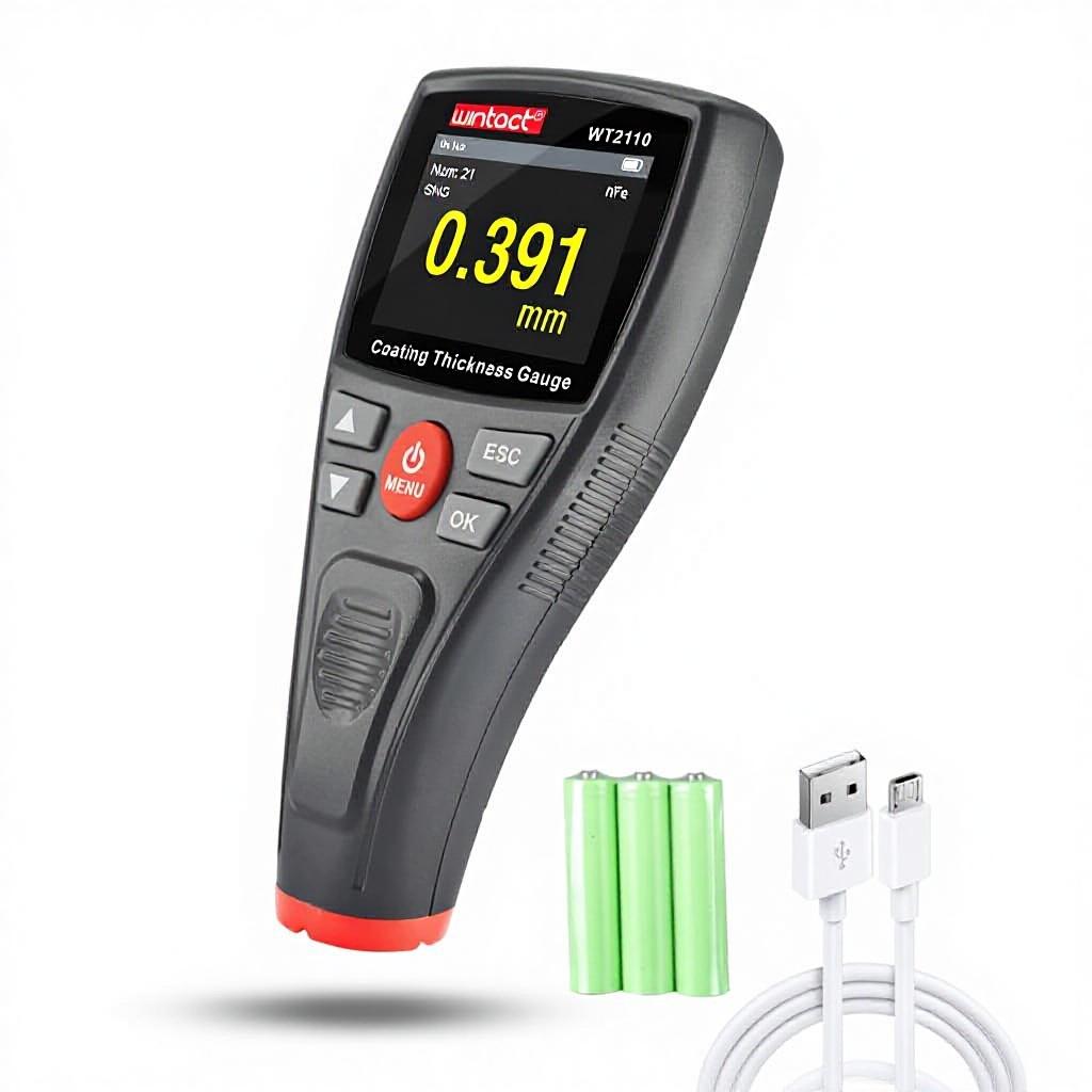 Wintact Plastic Digital Paint Coating Thickness Gauge 0~1500um 0.1%~0.5% Accuracy 1500 Readings Storage 360 Screen Rotation 0~1500um/0~59mil/0~1.5mm