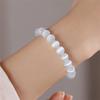 Natural White Cat Eyes Stone Bracelet Women 6/8/10mm Smooth Beaded Braslet Gifts For Lovers Moonstone Braclet