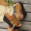Summer 2025 New Plus-size European and American Style Leopard Print Wedge Heels Thick-soled Fashionable Flip-flops for Women