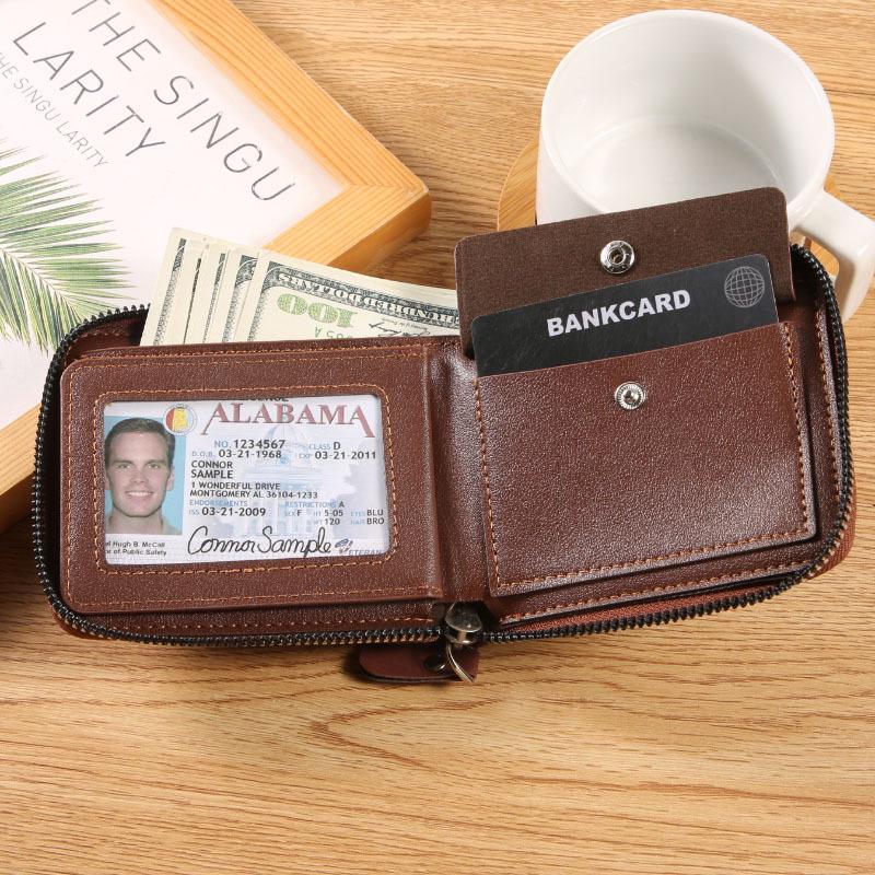 Men's Retro Casual Short Zipper Wallet with Buckle