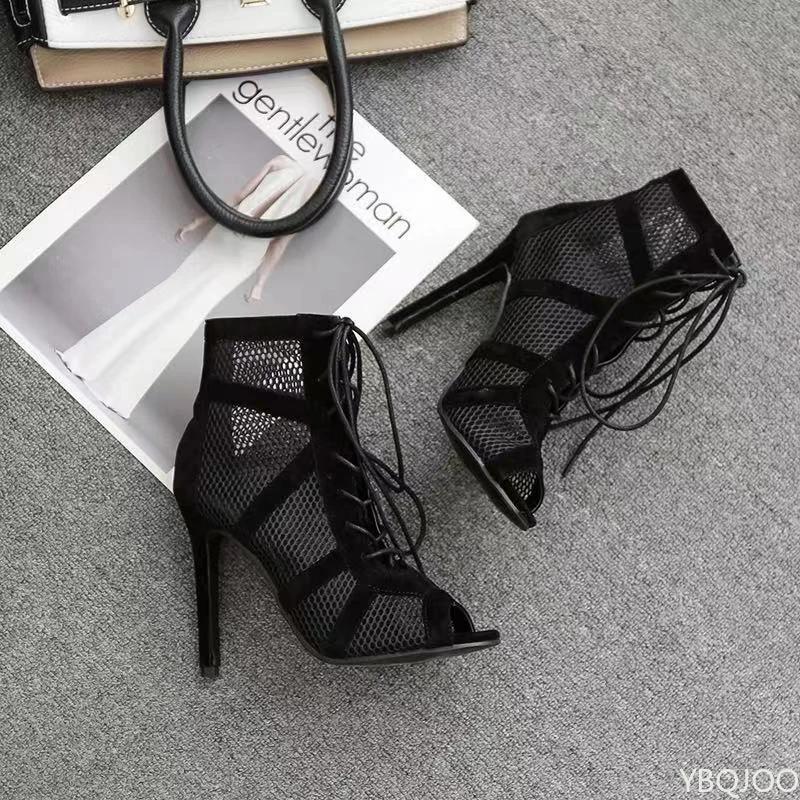 Fashion Women New Summer high heels Ladies Ballroom Shoes Fashion Tango Girl Sandals Party Mesh female pumps Sandalias Mujer Zapatos