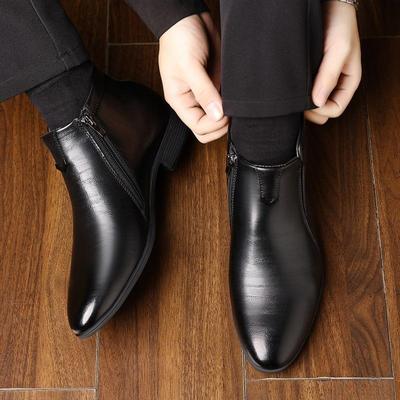 Nowe Wiosenne Retro Minimalistyczne Męskie Botki z Ostrym Czubkiem na Zamek Modne Wszechstronne Męskie Buty Eleganckie Jesień Zima