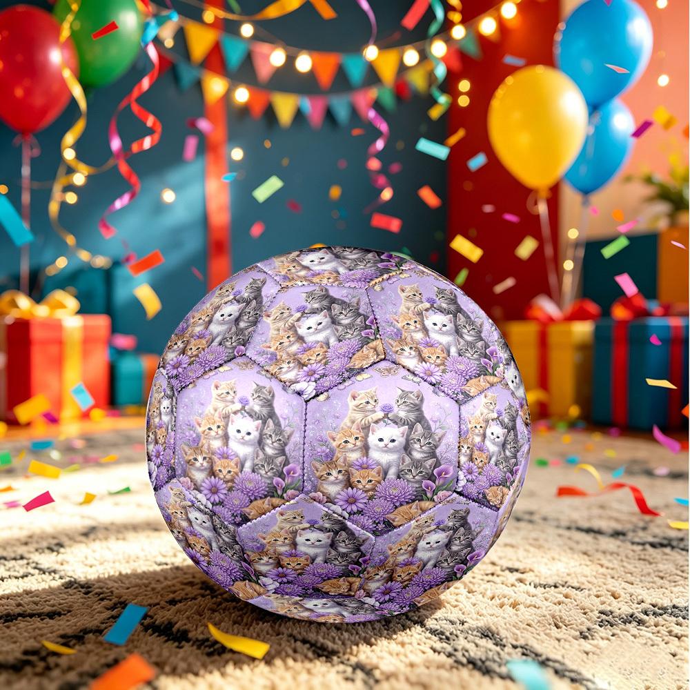 1pc Kittens Butterflies Theme Soccer Ball Football, Size 5, Lightweight PVC, Outdoor Training Soccer Ball,Gift c6566