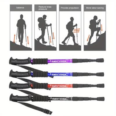 Trekking Poles Ultralight 4-Section Adjustable, Non-Slip Grip Hiking Sticks for Men Women, Anti-Rust Aluminum Alloy
