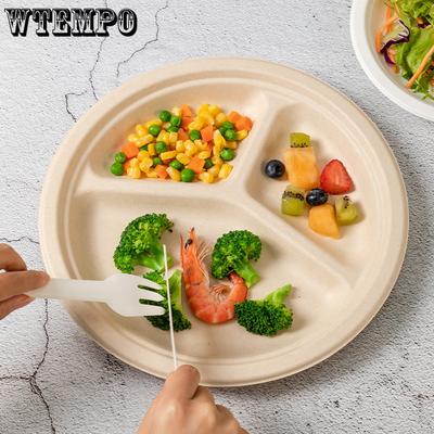 50PCS 23CM Disposable Round Paper Plates Home Party Divided Plates Degradable Nut Fruit Plates Outdoor Picnic Barbecue Plates