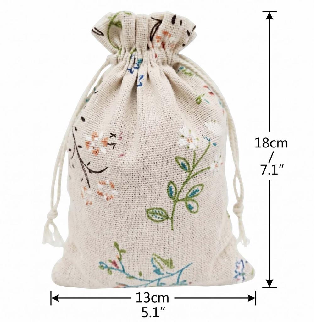 50pcs Fabric Bag Drawstring Gift Bags 5x7 Inch Floral Burlap Bags Jewelry Packing Pouches Favors Bag for Spring Jewelry Present Party Wedding Birthday