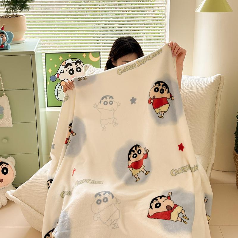 Coperta Morbida Double-Face del Cartone Animato Crayon Shin-chan - Coperta per Aria Condizionata, Coperta da Divano, Latte Pile Spesso