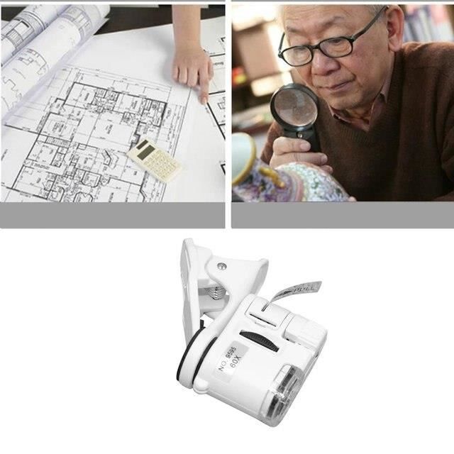 PHONE LENS,60X Magnification--60X Magnifying Glass Mobile Phone Microscope with LED Cell Phone,Universal Phone Magnifier