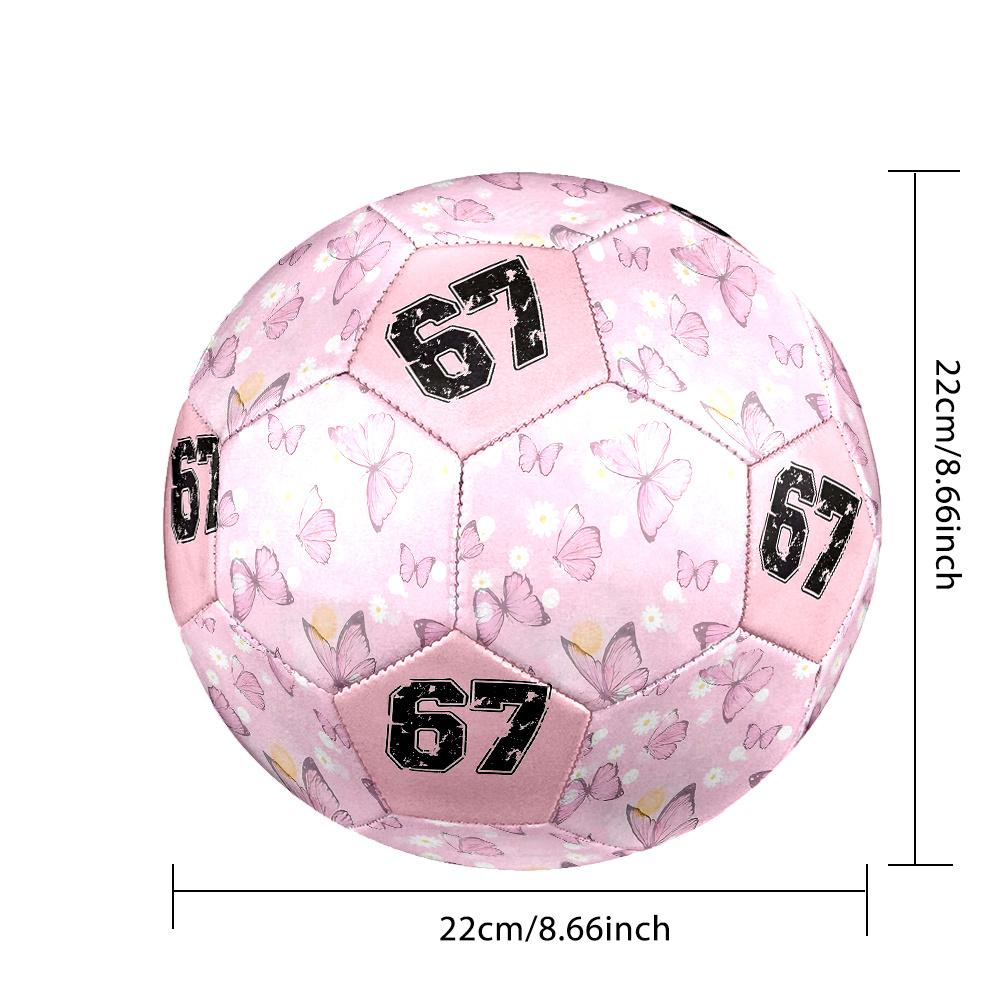1PC Pink Butterflies Daisies Vintage Number Soccer Ball Size 5 Football Machine Sewn Indoor/Outdoor Universal Football Gift W54