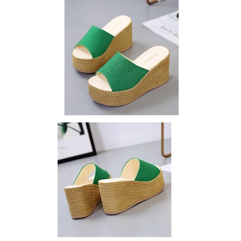 Damen Sommer Muffin mit Plateau-Absatz mit Fischmaul Bequeme Atmungsaktive Flip-Flops Strand Sandalen
