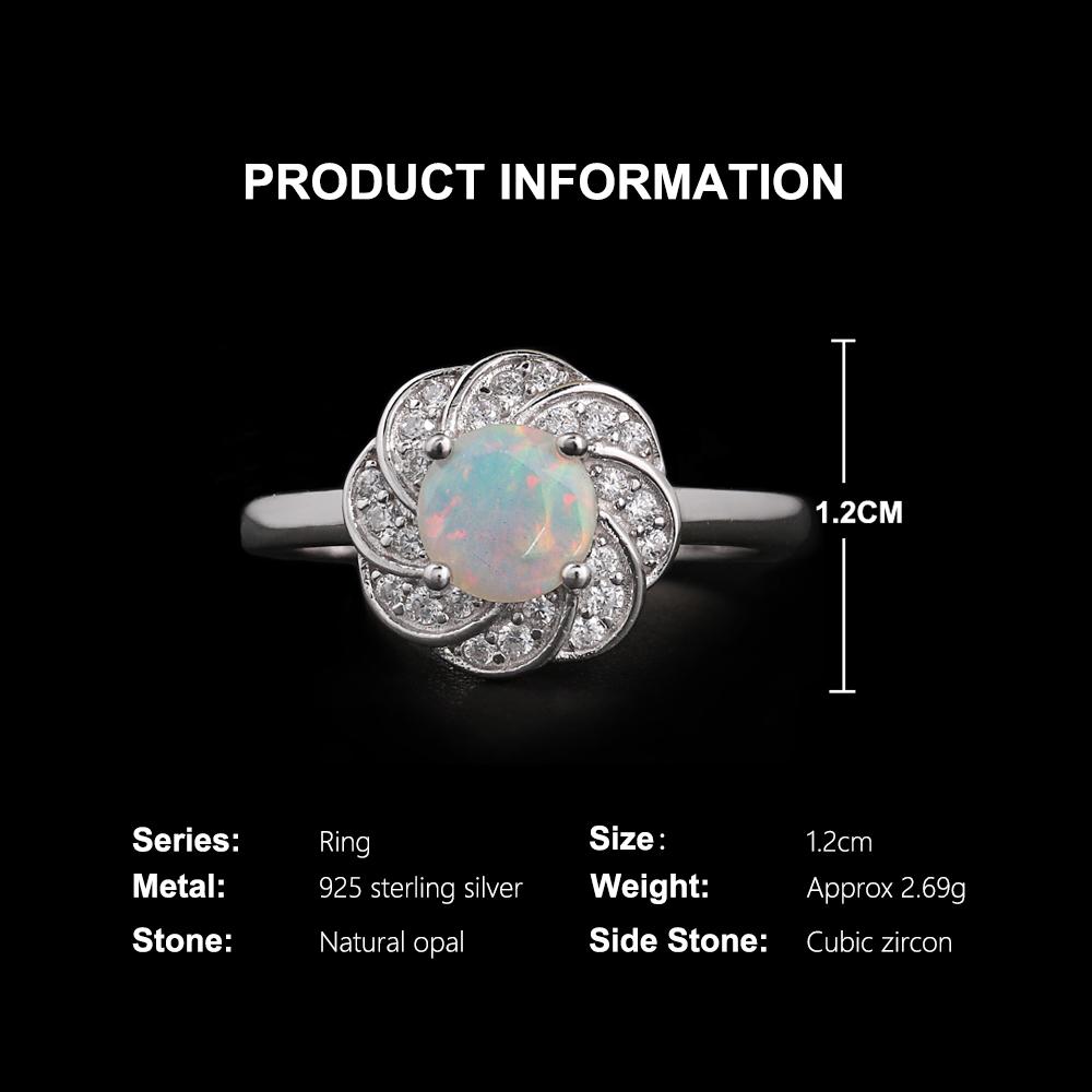 Elegant Flower Shape Clasp Ring Earrings Pendant Necklace Set Natural Opal S925 Silver Fine Jewelry for Women's Banquet Gifts