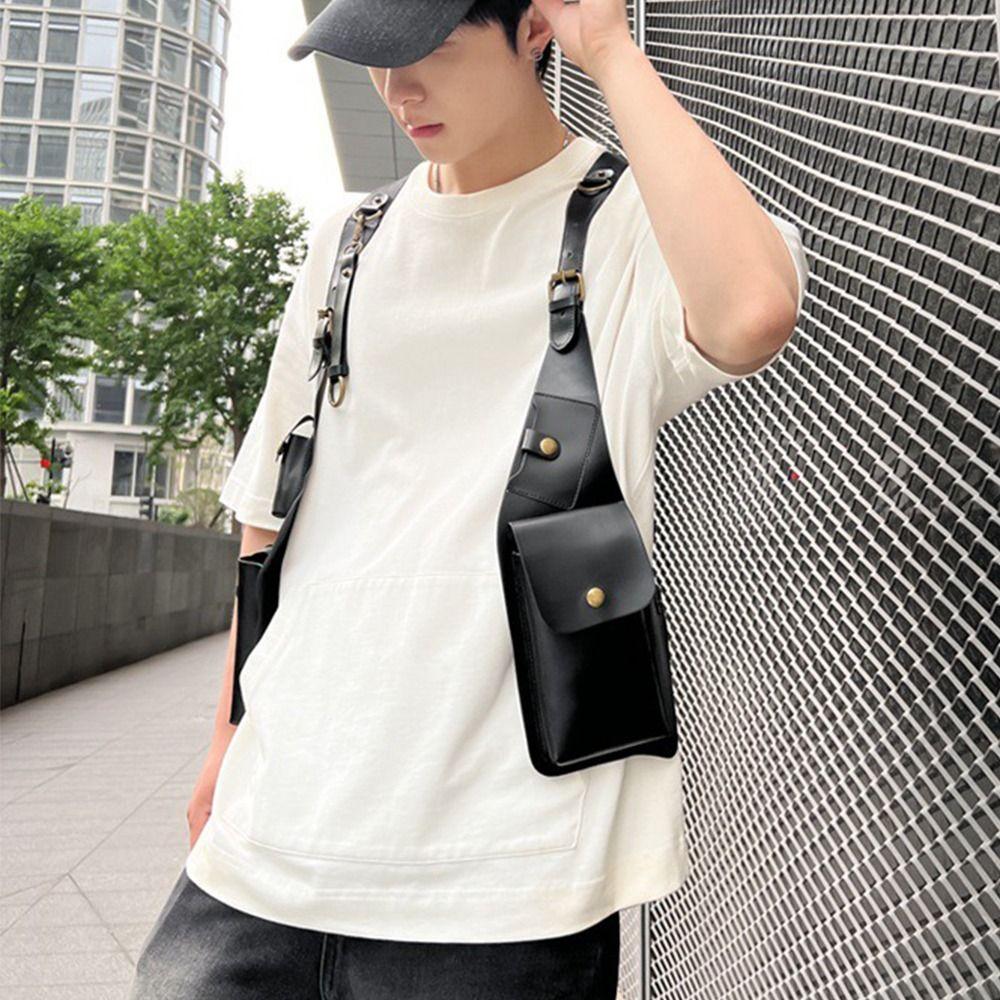 Retro Steampunk Shoulder Harness Bag Vintage Anti-Theft Mobile Phone Purse Double Phone Case Practical Vintage Underarm Bag