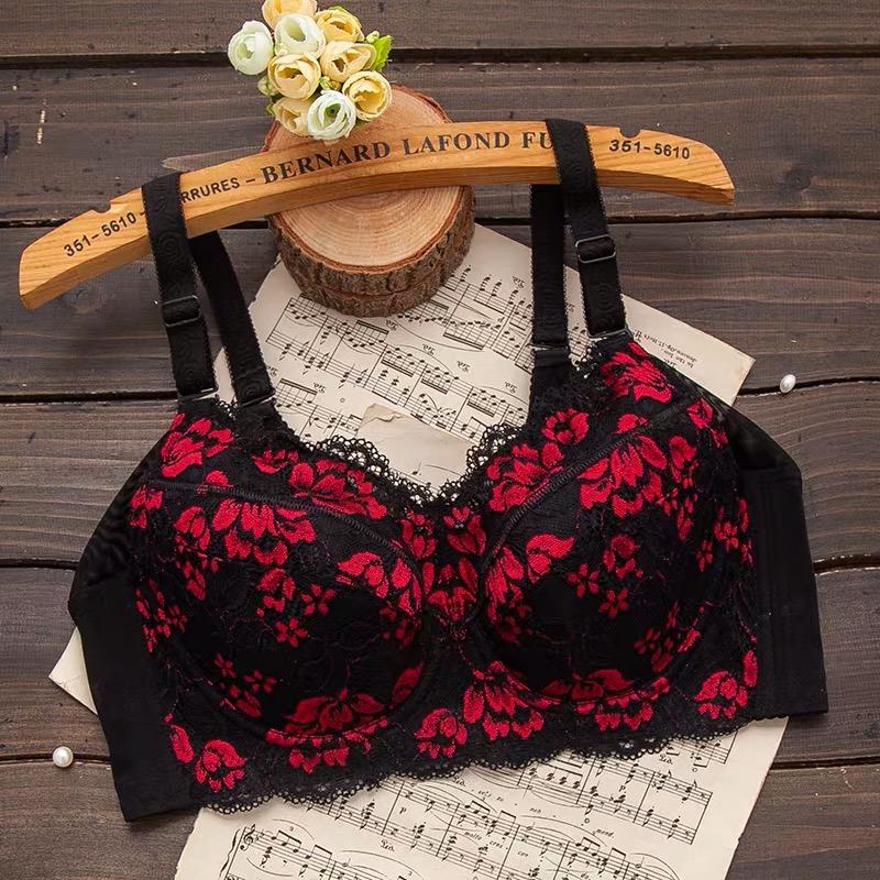 Women's Full coverage Underwired Lightly Lined lace bra Plus Size Minimizer bra 34 36 38 40 42 44 46 48 B C D E