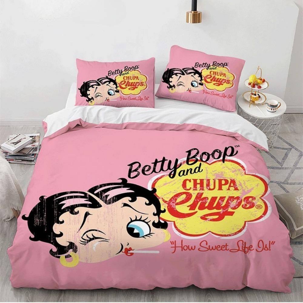 Cartoon Betty Duvet Cover Pillowcase Bedding Set BoyGirl Bedroom Decoration ChildrenGift Single Double Large SizeZip Duvet Cove
