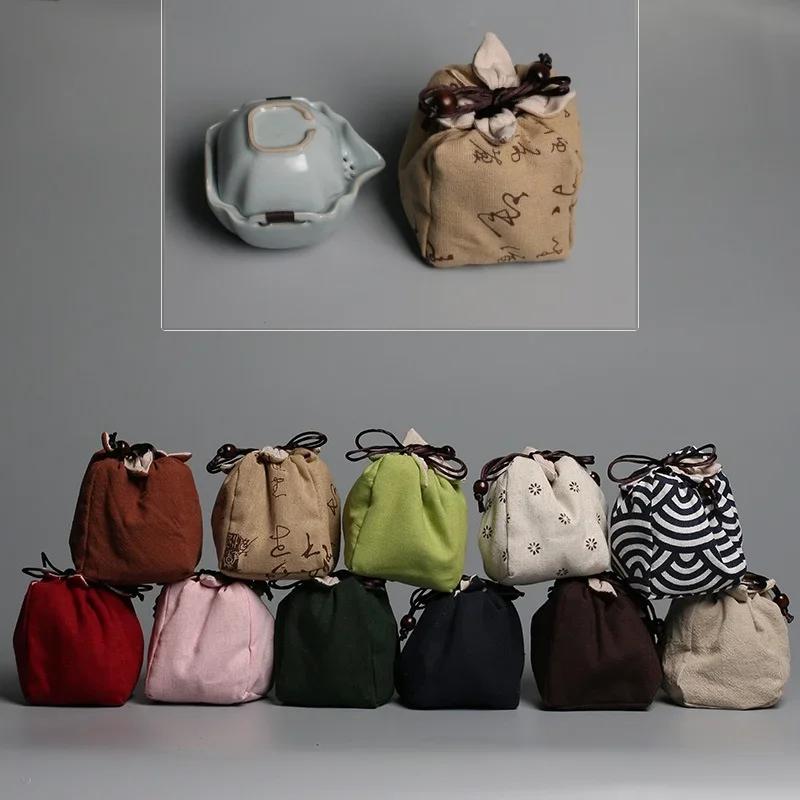 Thickened Storage Bag Ceramic Covered Bowl Teacup Travelling Drawstring Bags Multi-functional Medium Teapot Cloth Pouch
